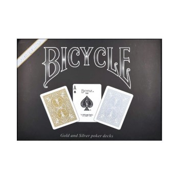 Bicycle Prestige Line Rider Back 2 pokerio kaladžių rinkinys (aukso ir sidabro sp.)